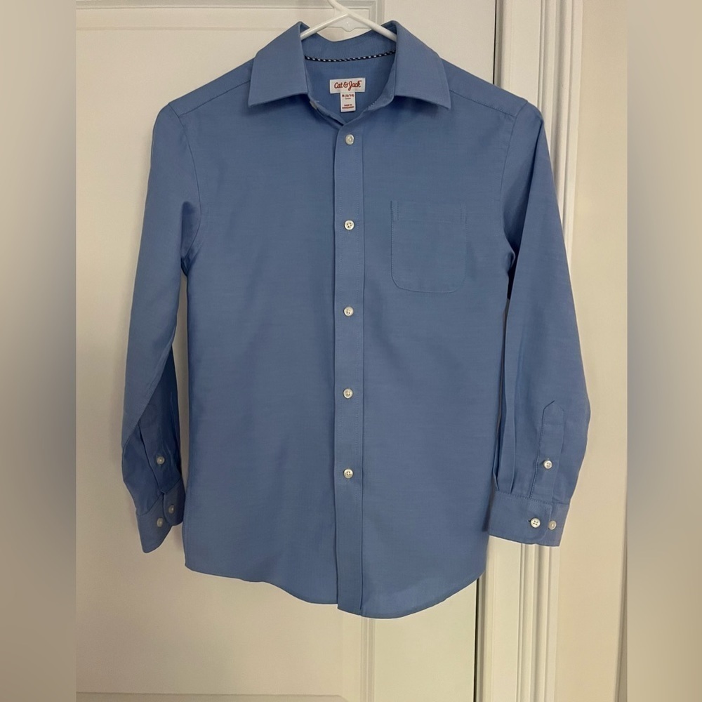 Cat & Jack boys long sleeve button down shirt Sz. M (8/10) blue NWOT